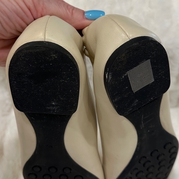 Tory Burch Claire Cap Toe Ballet Flat (Women) 10.5M, CREAM / BLACK / GOLD - Picture 5 of 6